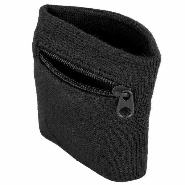 Unisex Armband Myntnycklar Förvaring Dragkedja Ficka Sport Handledsplånbok Gym Löpning (svart)