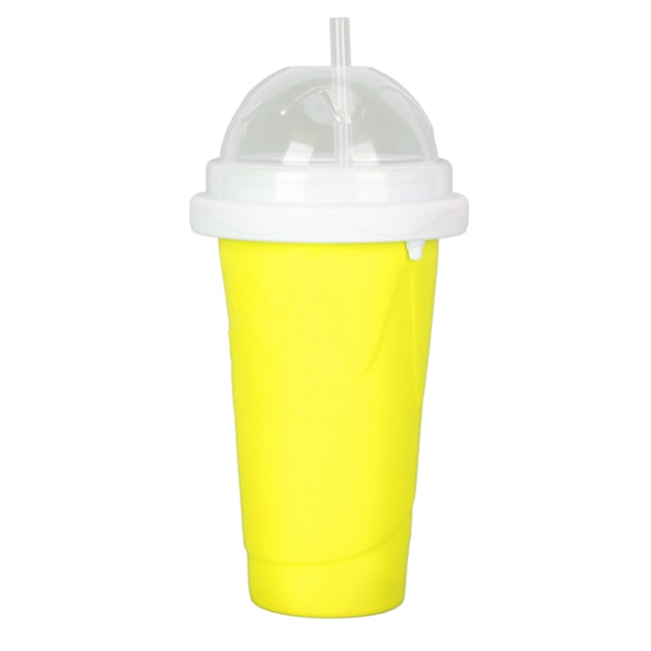 Slushie Cup TPU-beholder, silikon, gjenbrukbar, stor kapasitet, enkel å rengjøre, klemmekopp for familie, reiser, camping, gul