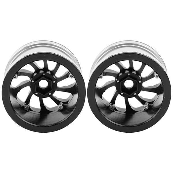 Aluminiumlegering Beadlock Hjulfälgar med Lås Icke-Klistrig för 1/10 RC Crawler Bilar (Svart)
