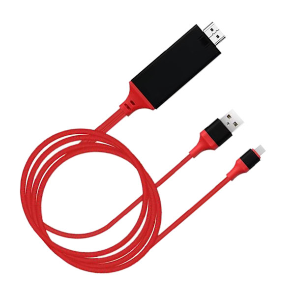 Adapterkabel Typ C till High Definition Multimedia Interface Kabel Adapter PVC Koppar för telefon Laptop Röd