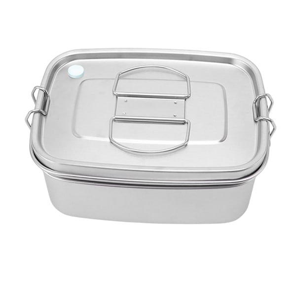 Dubbelskiktad lunchlåda i rostfritt stål, bärbar 1,5 l Bento-låda för studenter, kontorsarbetare, matsal, picknick, camping