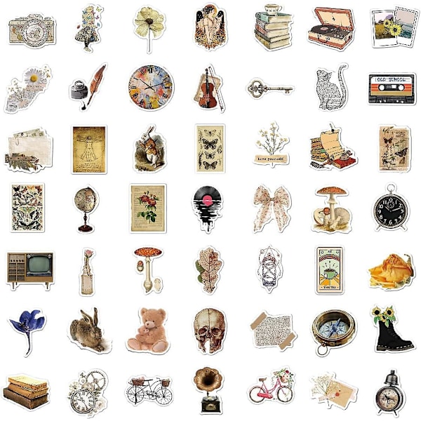 Vintage Stickers, 100 Estetiska Retro Stickers