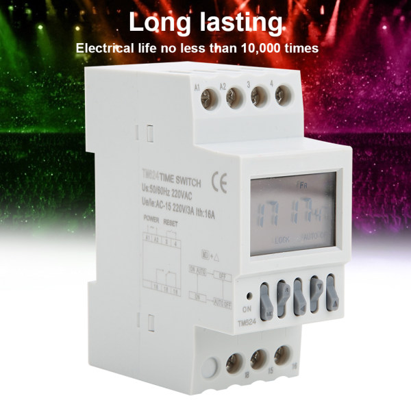 TM624 Digital Timer Power Switch Timer 40-Gruppe Tidsstyret Ringer Din Rail Mount 220V