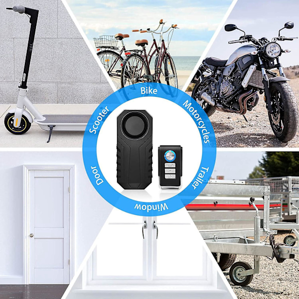 Trådlöst cykelalarmset - Stöldskyddande vibrationsrörelsesensor, IP55 vattentät, superhög