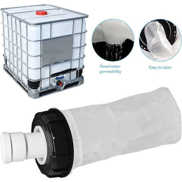 2-Pack IBC Nylon Filter för regnvattentank - 20cm fatfilter