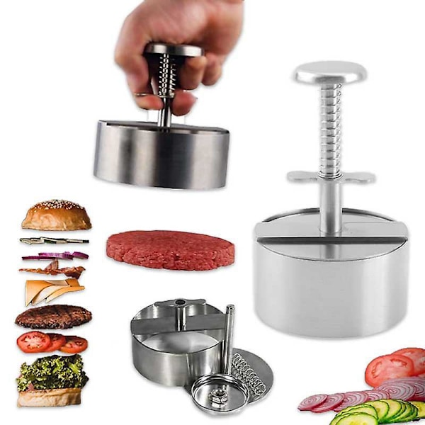 Justerbar Hamburgerform i Rustfrit Stål, Non-Stick, til Oksekød, Grøntsager og Burgere, BPA-Fri