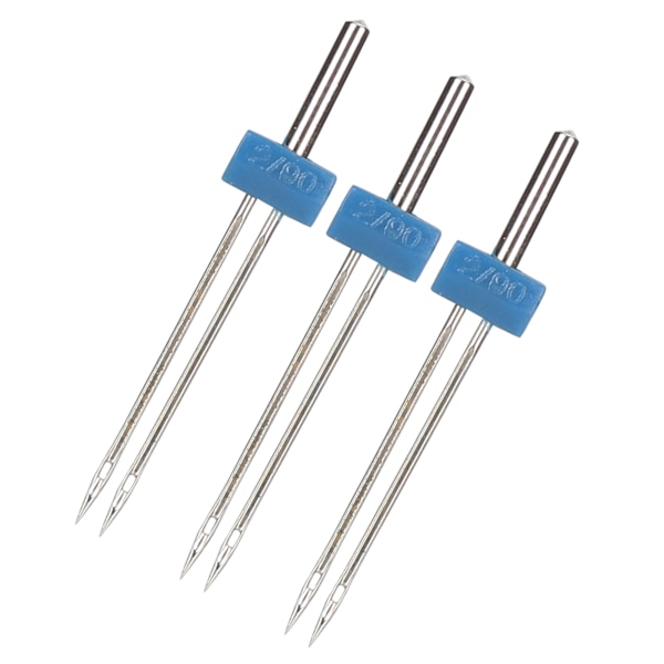 3 stk. dobbelte nåle i rustfrit stål til syning og hækling af sting - 2 mm - 3 stk./pose