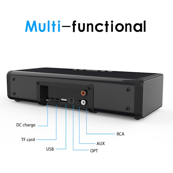 Bærbar Bluetooth-højttaler Vækkeur FM-radio hjemmebiograf LED-skærm Audio Trådløs opladning Fjernbetjeningshøjttaler