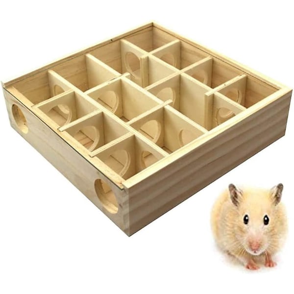 Trähästlabyrint - Rolig Hamster Tunnel Leksak för Smådjur som Möss, Hamstrar och Andra Smådjur