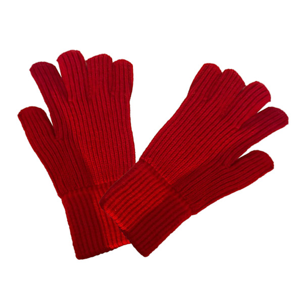 Vinterhandsker 2 Finger Eksponeret Design Akryl Fleece Ren Farve Lange Vinterstrikkede Handsker til Udendørs Indendørs Rød