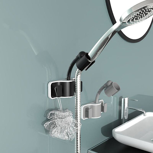 Justerbar Nordic Minimalist Black Duschhuvudshållare med Väggförvaringssockel