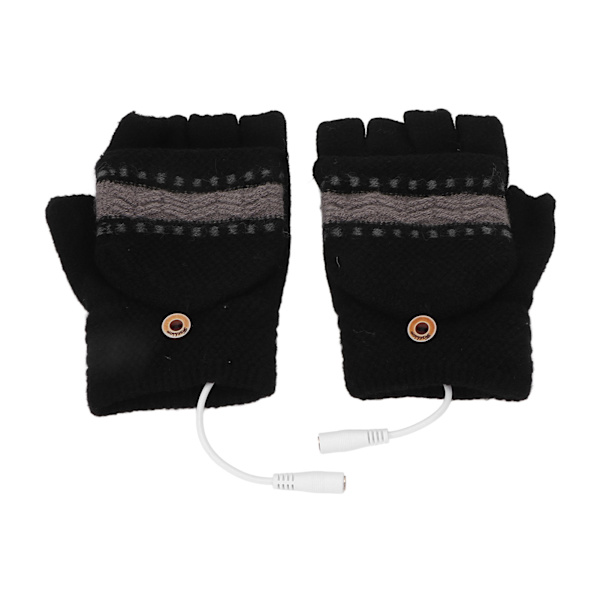 Halvfinger oppvarmede hansker dobbeltsidig oppvarming varm full finger og halv fingerløs USB oppvarming hansker for skriving spill svart