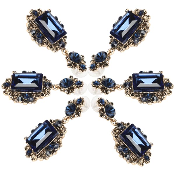 3 par øreringe diamant smaragd dingle retro legering mode øredekoration smykker blå