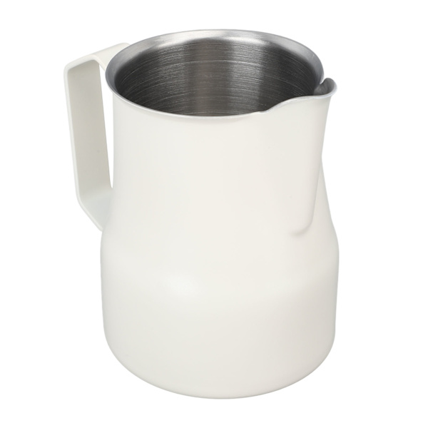 Mælkekande 450ML 304 Rustfrit Stål Skummende Kop Drypfri Kaffe Dampende Kande Hvid