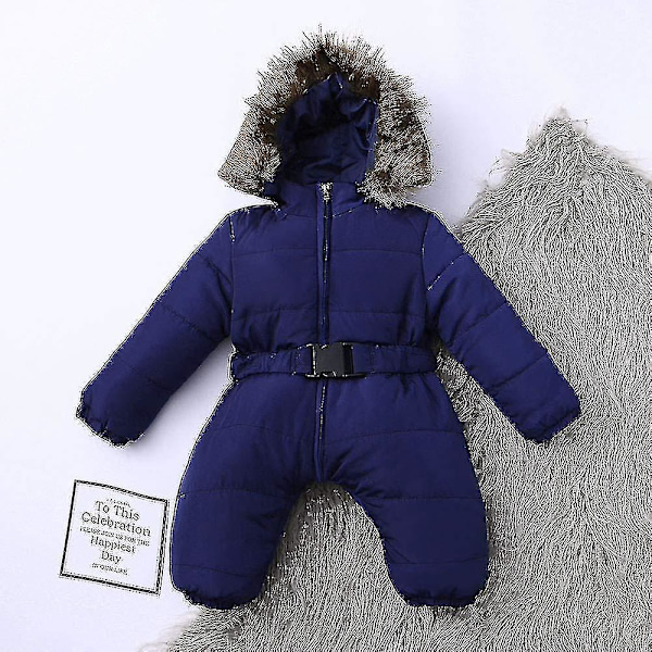 Baby Hooded Jumpsuit - Unisex Romper för Pojkar och Flickor (0-24 Månader) 65cm Mörkblå
