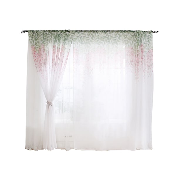 Polyester Vinduesgardin Valancer Voile Soveværelse Stue Dekoration (Pink)