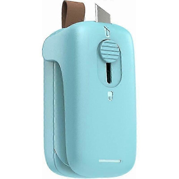 Mini Förseglare, Mini Påsförseglare, Handhållen Förseglare, Portabel 2 i 1 Tryck Värmeförseglingsmaskin med Snacks Färsk Påse Plastpåse Skärare, Grön (Batteri Ingår Ej)