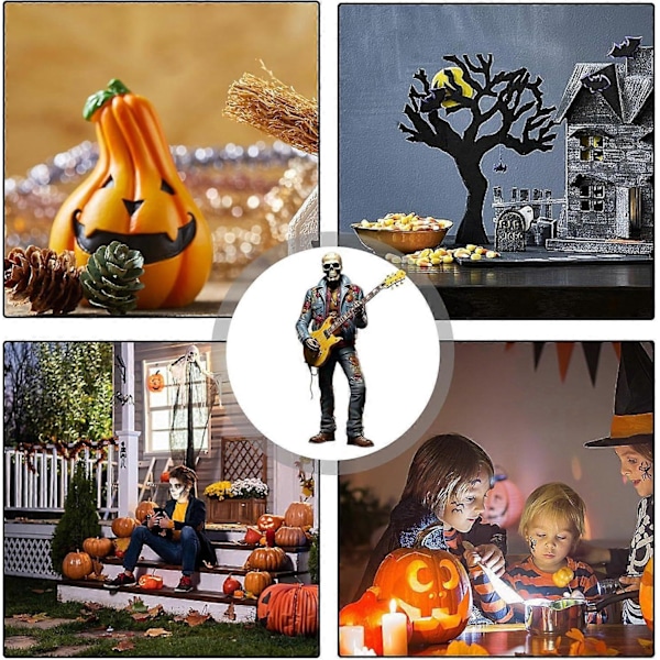 Mini Resin Skjelett Ornamenter Day Of The Dead Statue Rockeband Figur, Halloween Dekor Gaver til Venner (15cm)C