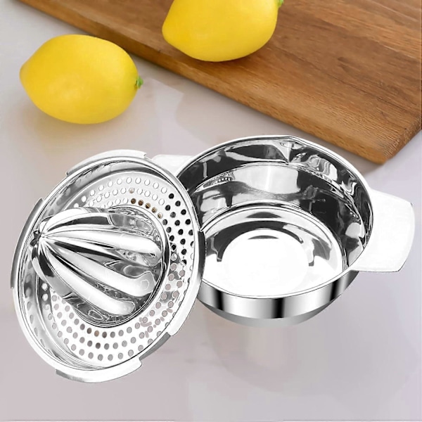 Citruspresser, Manuel citruspresser 304 rustfrit stål, tåler opvaskemaskine, citronpresser rotationspres nem at rengøre til presning af citroner, appelsiner, grønt