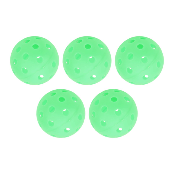 5 stk. Pickleball-bolde 40 huller Lysende 74mm Sports Pickleballs til udendørsbane Grøn