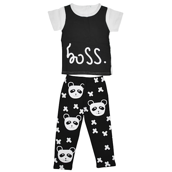 Fashion Baby Bomullskläder Outfits Småbarn Andningsbar Bomullsshorts Panda Mönster ByxorSvart 90cm