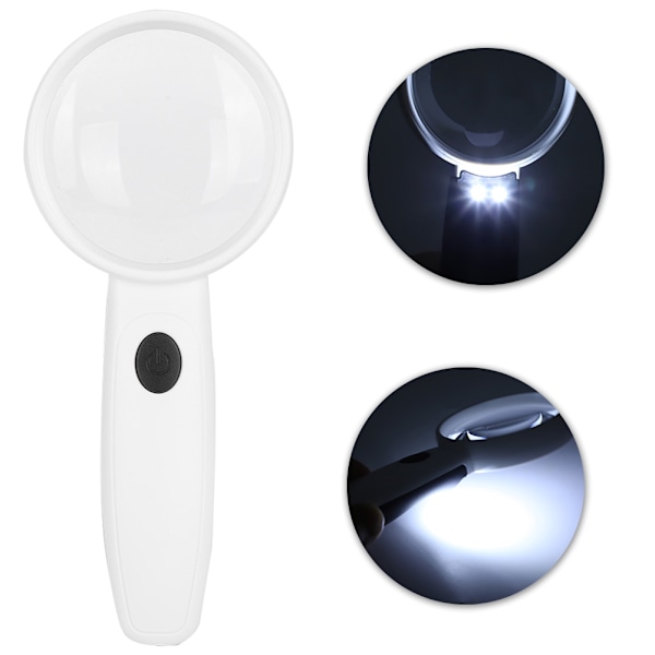 Håndholdt forstørrelsesglas med LED-lys i høj opløsning, ABS-akryl, opladning, læseforstørrelsesglas