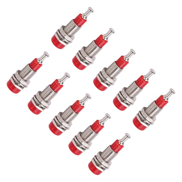 J.40006 10st/set 2mm Nickelpläterad Banan Hona Jack Uttag Panelmontering Bindningsstolpe Röd