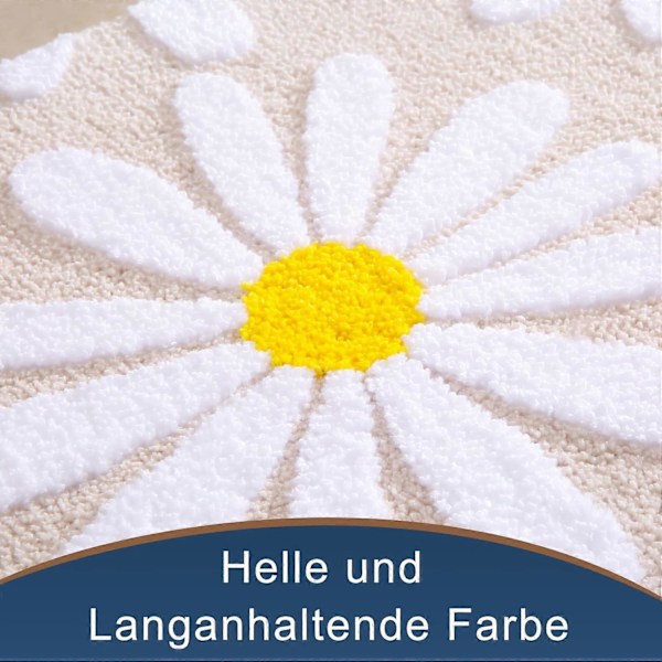 Vit Blomma Beige Badrumsmatta Khakifärg - 50 x 80cm Halkfri Badrumsmatta Mjuk Mikrofiber Maskintvättbar Hållbar Superabsorberande För Vardagsrum