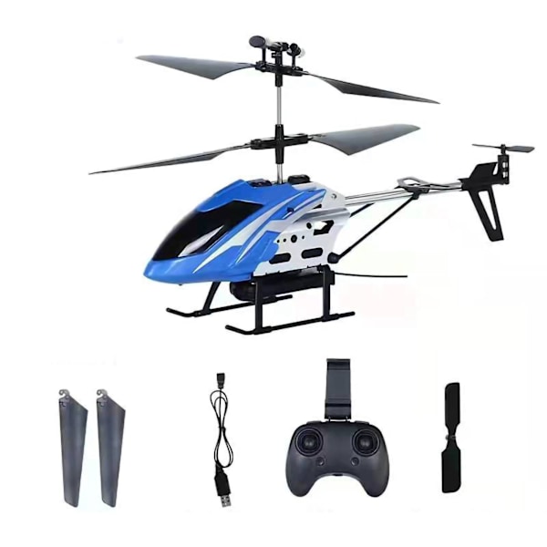 2,4 GHz fjärrkontrollhelikopter med kamera Mini RC Copter Flygplan Modell Leksak för barn Vuxna Nybörjare Blå