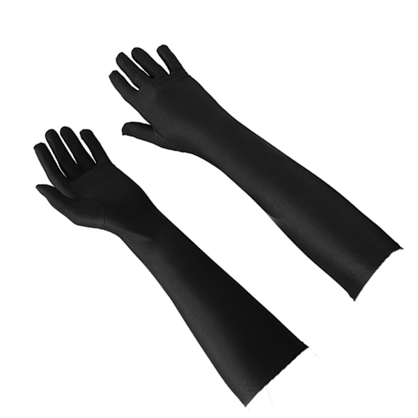 Långa handskar stretchiga solskydd mjuka andningsbara svarta armbågslängd handskar för bröllopsfest cykling 20,5 tum
