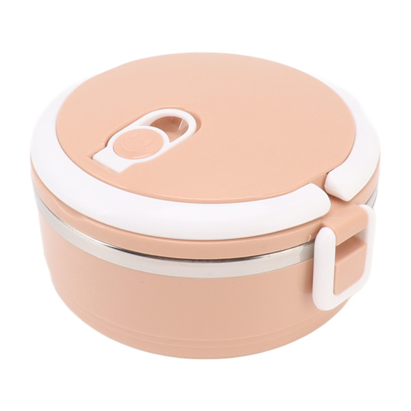 Isolert lunsjboks i rustfritt stål med silikon, runde pustehull, ergonomisk håndtak, Bento-boks for skole, rosa
