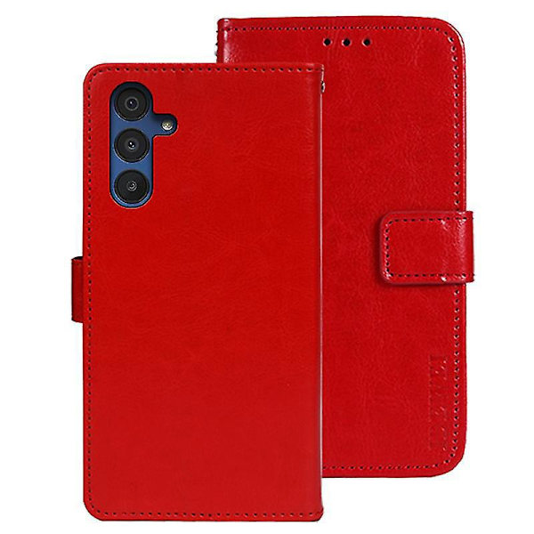 Samsung Galaxy A15 5G Kotelo Crazy Horse -kuvioinen nahkalompakkokotelo - B6 Punainen