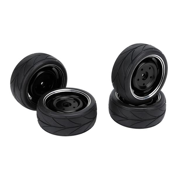 RC Drift Hjul Aluminiumlegering Nav Gummi Dekk Bedre Grep Slitasjebestandig 1/10 RC Drift Bil Dekk for 1/10 RC Drift Bil Svart