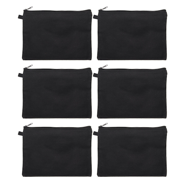 10 STK lerrets kosmetikkveske med svart snor Bærbar Blank Blank DIY Craft Bag for Reise Makeup Bag Svart