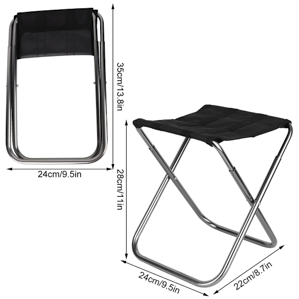 Mini bærbar sammenklappelig skammel i aluminiumlegering til udendørs stol til fiskeri, camping, picnic (sølv, M)