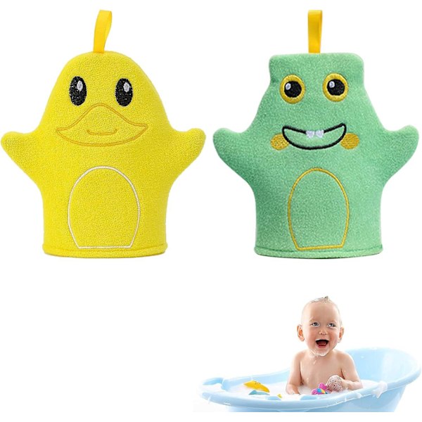 Søde Baby Vaskehandsker til Bad, Baby Badehandsker, 2 Stykker Vaskeklude Børne Brusehandsker til Bad og Baby Shower