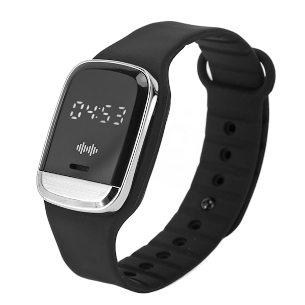 Ultralydsafvisende urremme Time Display Temperaturovervågning USB Genopladeligt Repellent Armbånd Sort