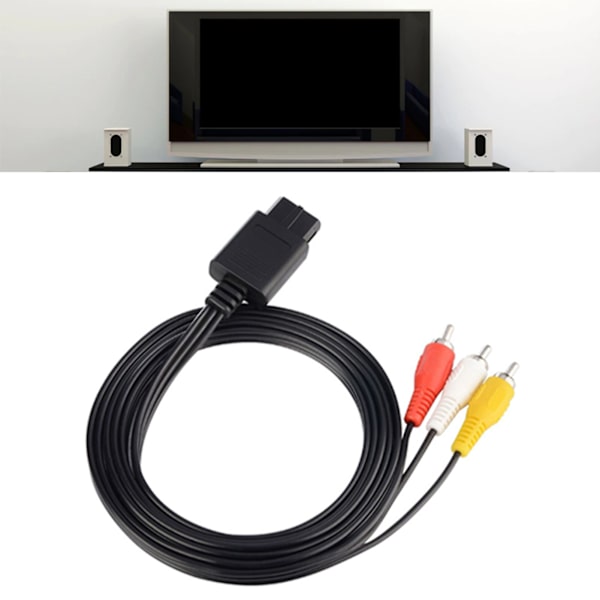Vakio-AV-kaapeli 5,9 jalkaa pitkä 3 väriä urospuolinen teräskupari joustava ääni- ja videokaapeli N64 NGC:lle