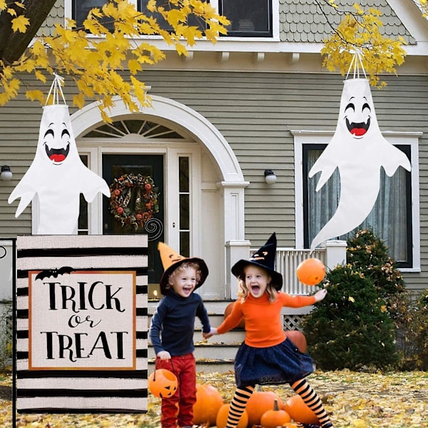 Rustik Farmhus Halloween Velkomst Haveflag - Dobbeltsidet Vertikal Udendørs Dekoration (12x18\")