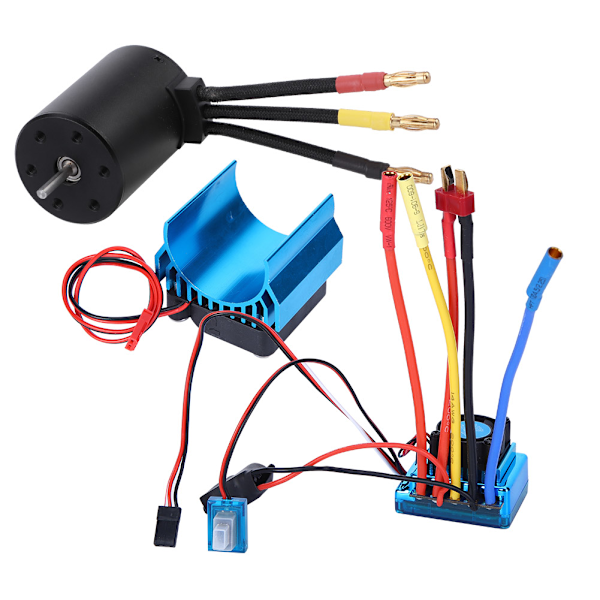 3650 Motor 3100Kv Borstlös ESC Kylfläns Set för 1/10 RC Bilmodell Tillbehör(80A )