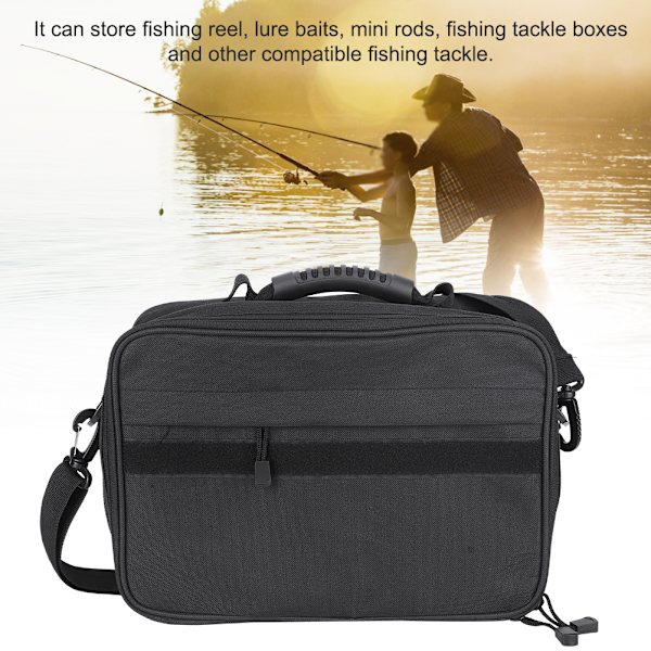 Fiskeväska över havet Fiskepaket Stor kapacitet Multificka Rulle Fiskelina 35x13,5x24cm