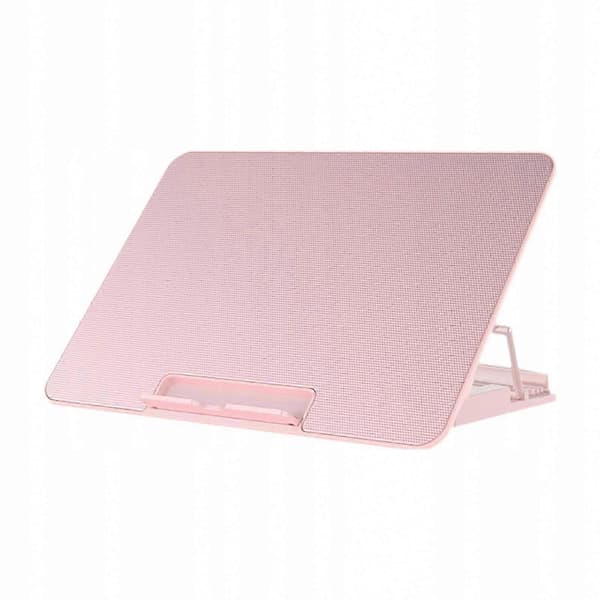 Stille bærbar køleplade med dobbelte USB-porte - Pink laptopstativ til varmeafledning