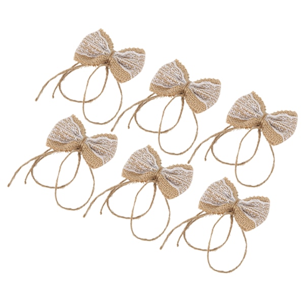 6 st Burlap Båge Lantlig Stil Burlap Spets Båge DIY Jul Fest Bröllop Hem Present Inslagning Dekorationer