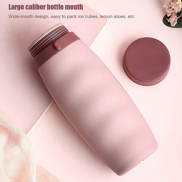 Rosa - Hopvikbar Sportmugg med lock - 600 ml kapacitet, lätt och bärbar - Perfekt för camping utomhus