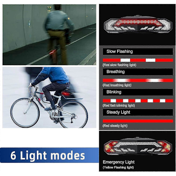 Cykelalarm med fjärrkontroll, cykelbakljus, 110 dB högt stöldskyddsalarm