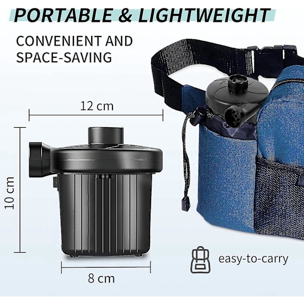 Elektrisk Luftpumpe Camping Oppblåsbar Luftpumpe 150w For Luftmadrass, Bassengeleker