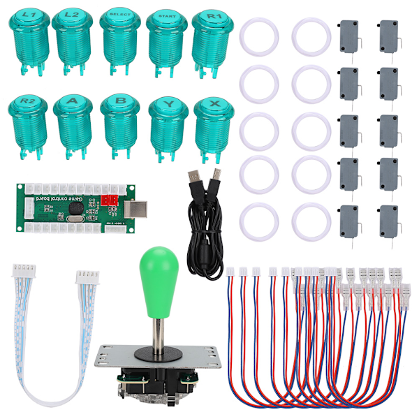 CY-822C DIY Arcade Game US Knapper Joystick Rocker Controller Kit Uten Lys for Rapsberry Pi/PC Grønn
