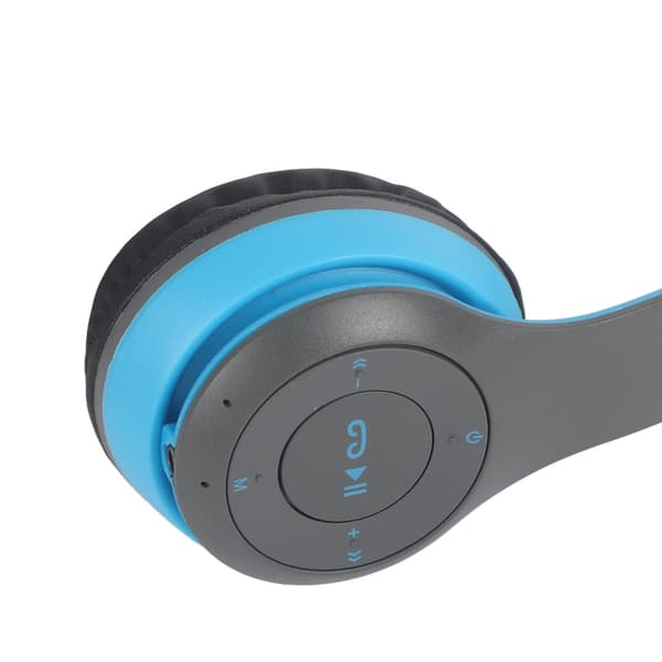Bluetooth-headset vikbart tung bas ergonomiskt trådlöst sportheadset för studenter vuxna hemmakontor skola blå