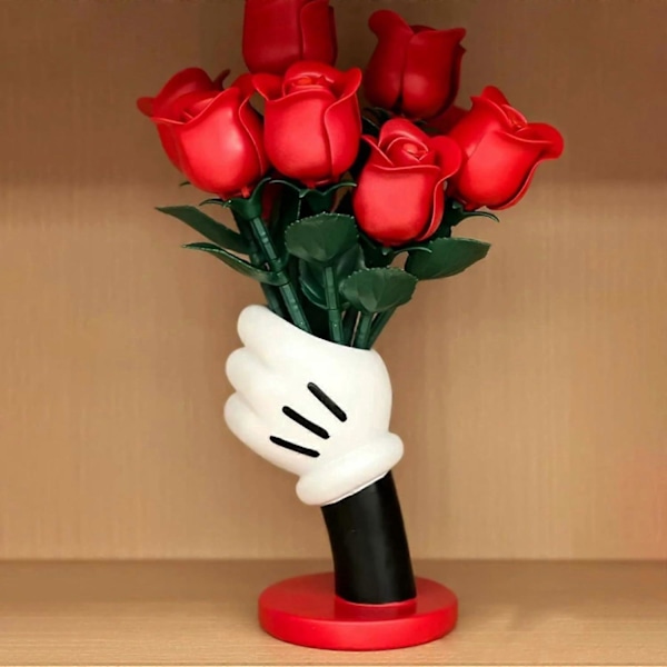 7' Mus Hand Blomvas, Kreativ Sminkborsthållare, Unik vas Blomvas, Bordsdekorationer, Söt Hemmakontor Harts Krukväxter ZD B2