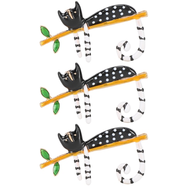 3 stk. broche nåle håndlavede retro mode legering katteformet DIY bryllupsbuket sæt sort